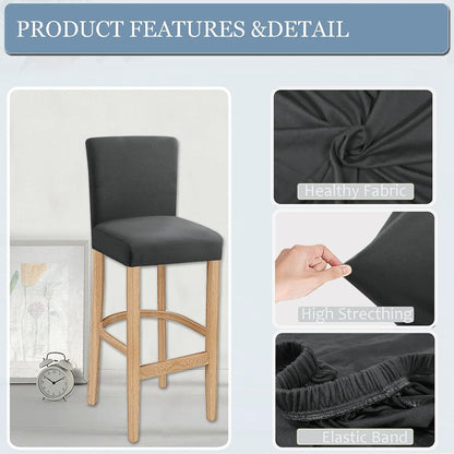 Barhocker-Bezüge Stretch Grau, 2 Stück – Waschbar & Abnehmbar