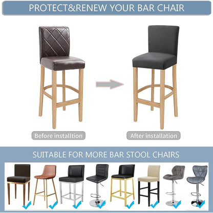 Barhocker-Bezüge Stretch Grau, 2 Stück – Waschbar & Abnehmbar