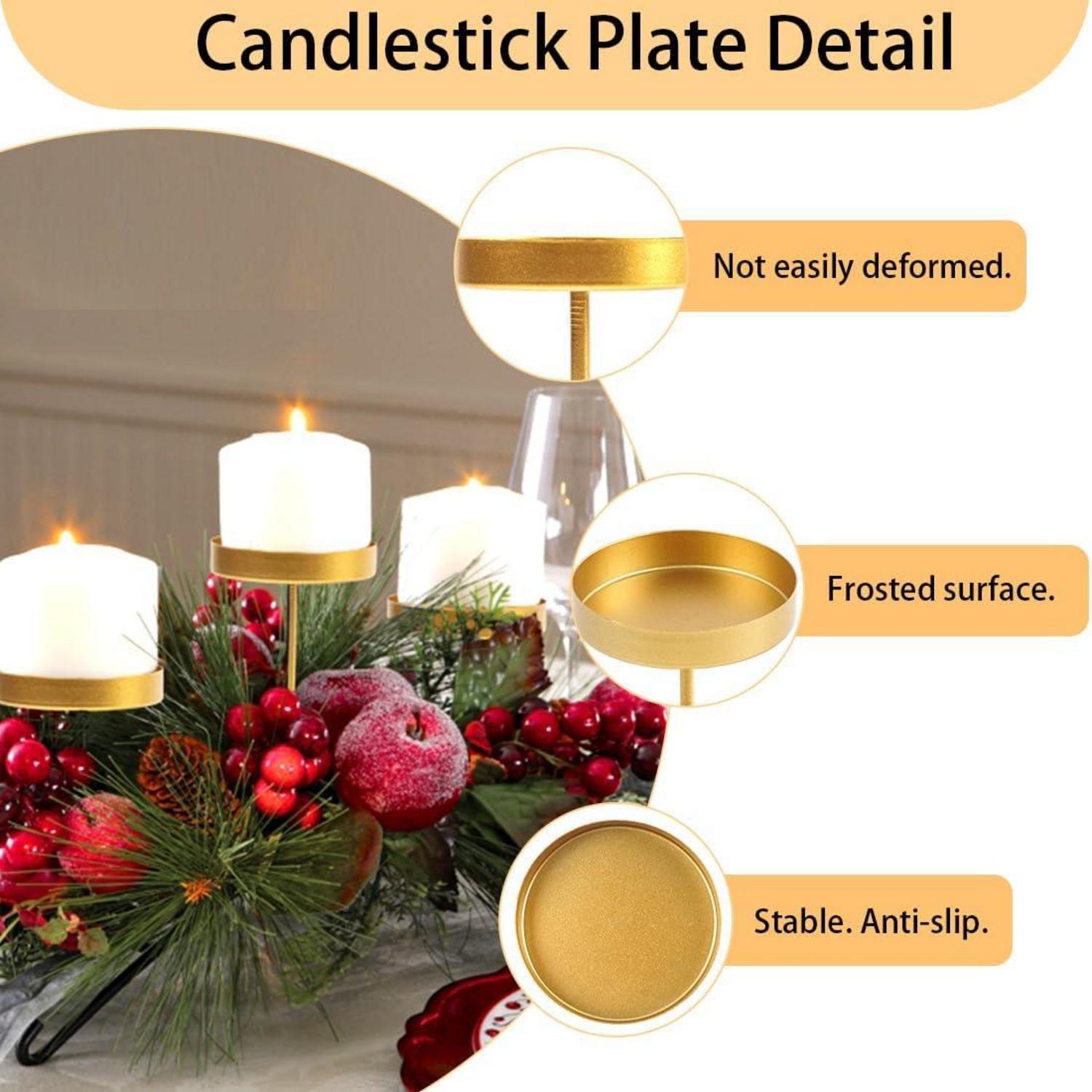 Goldener Kerzenhalter für Adventskränze 6cm Metall 4er Set