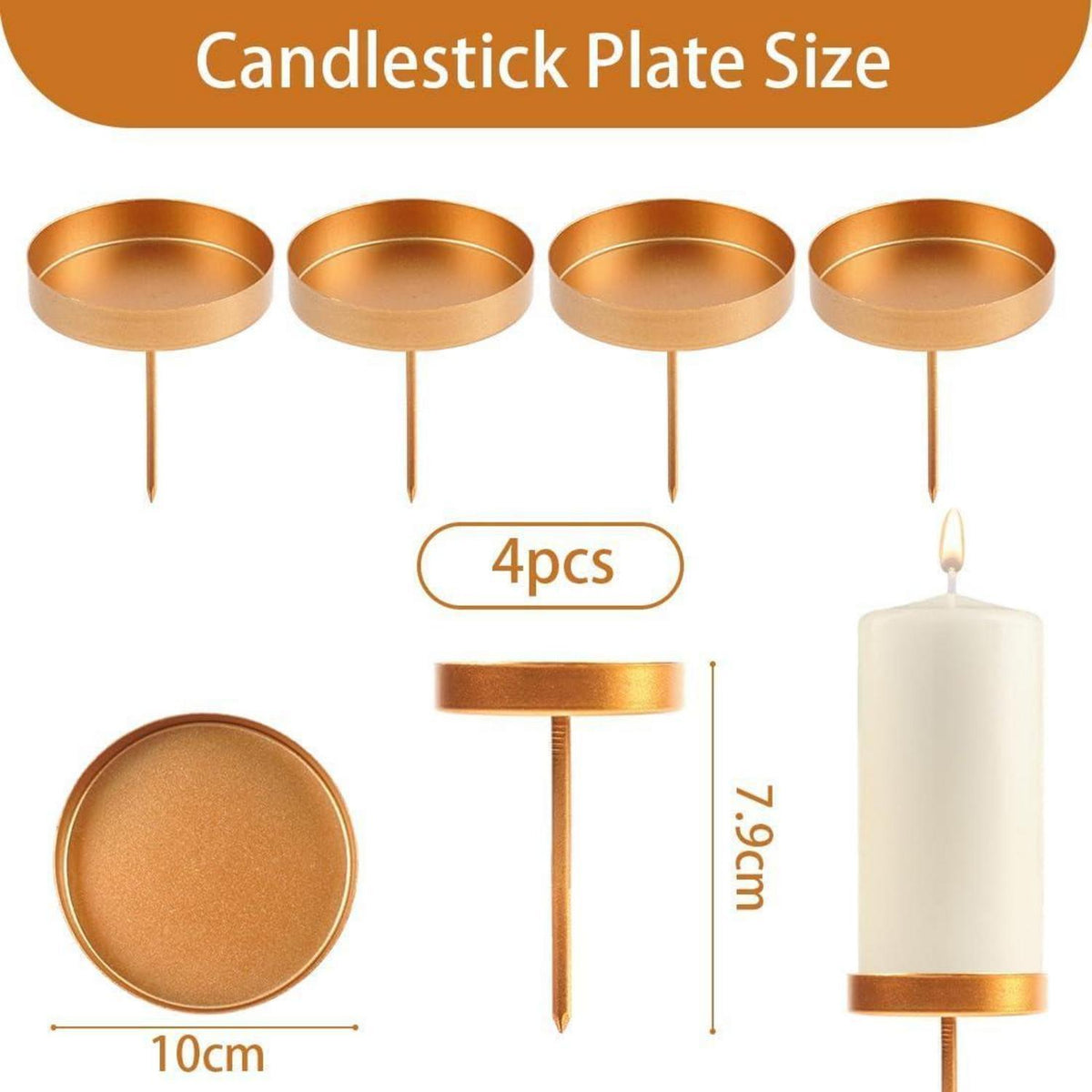 Adventskerzenhalter Gold 4 Stück 10cm Metall