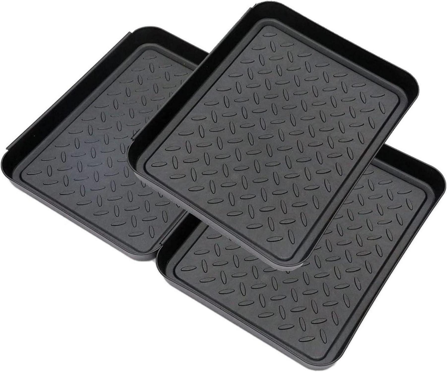 Schuhabtropfschale 3er Set 35x27x3cm Schwarz Kunststoffwanne