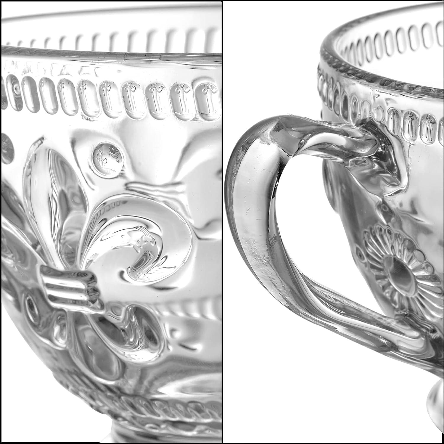 4er Glas Kaffeetassen Set Vintage 400ml mit Löffeln