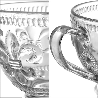 4er Glas Kaffeetassen Set Vintage 400ml mit Löffeln