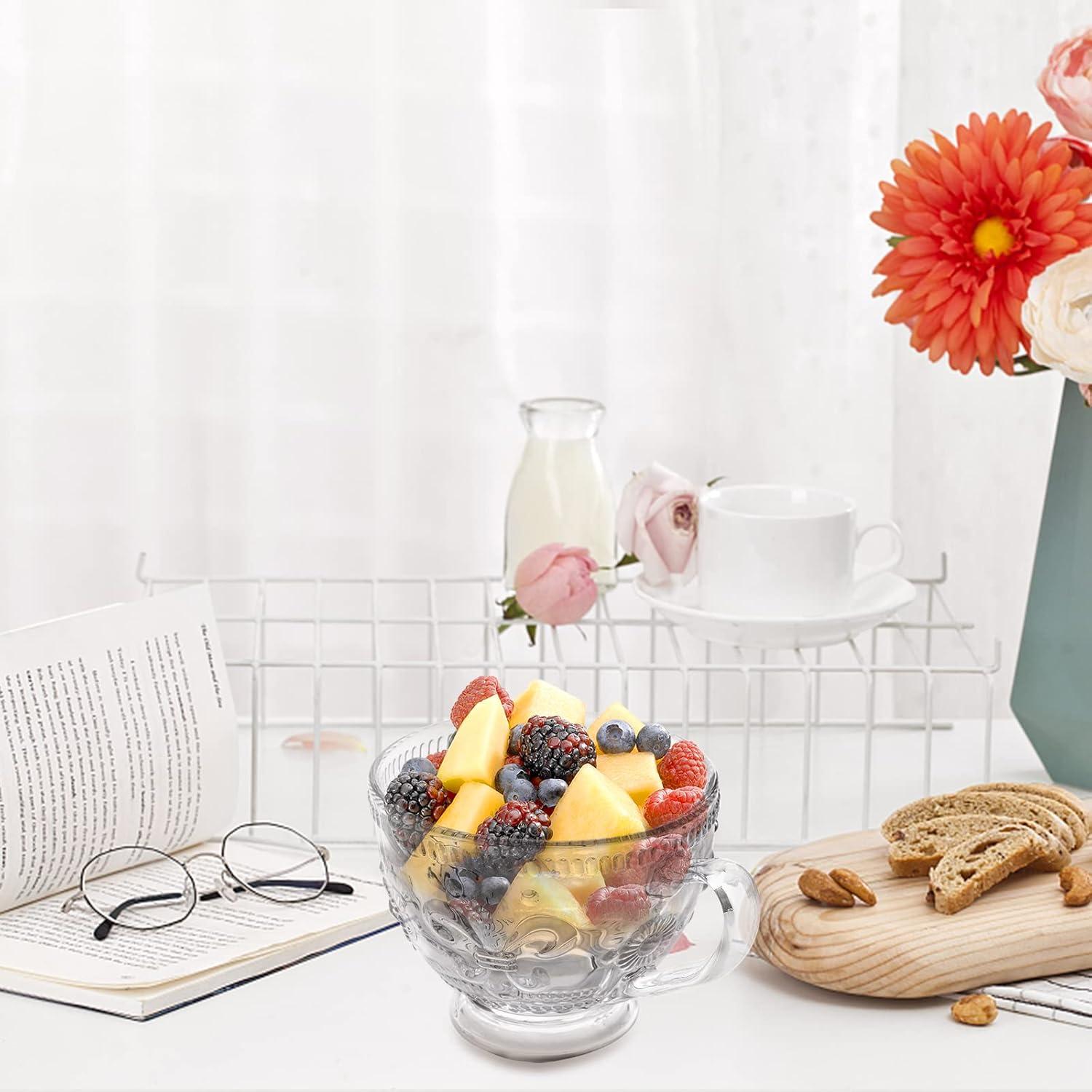 Peohud Kaffeetassen Glas Set 400ml Vintage Gläser Löffel Macchiato Espresso Latte Joghurt