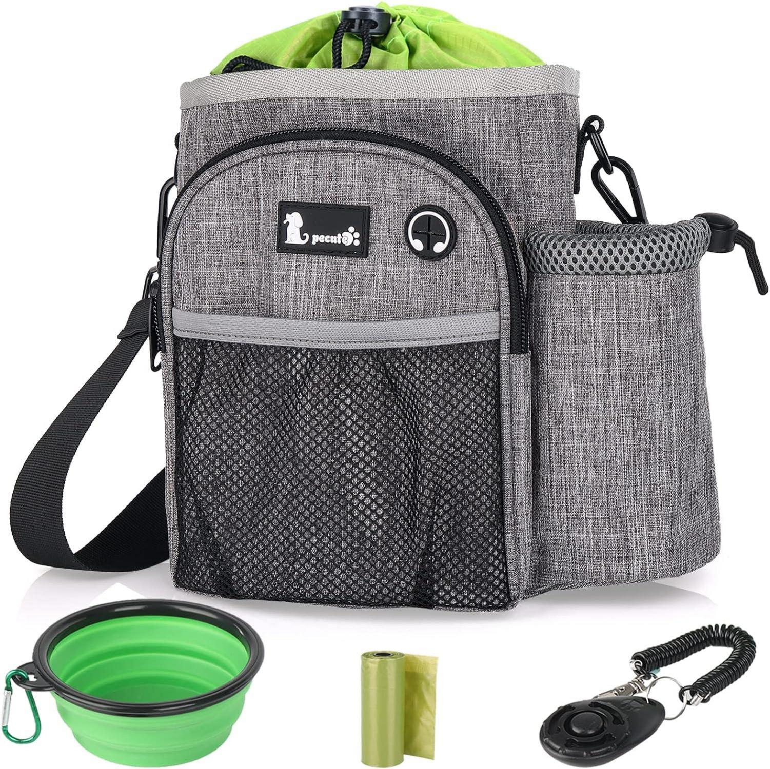 Pecute Futterbeutel Hund 4in1 Leckerlibeutel Wasserdicht Grau XL