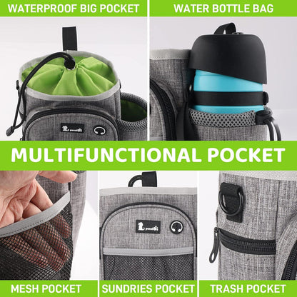Pecute Futterbeutel Hund 4in1 Leckerlibeutel Wasserdicht Grau XL