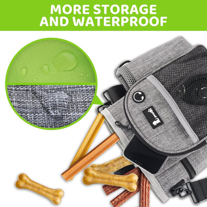 Pecute Futterbeutel Hund 4in1 Leckerlibeutel Wasserdichter Aufbewahrungstasche Spender Grau XL + Grün