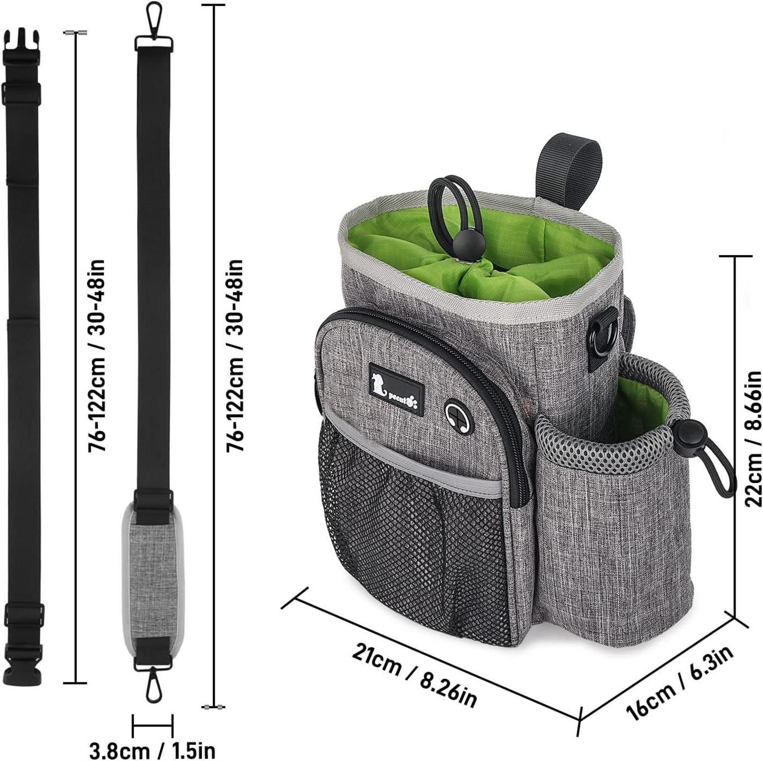Pecute Futterbeutel Hund 4-in-1 Leckerlibeutel Training Grau XL