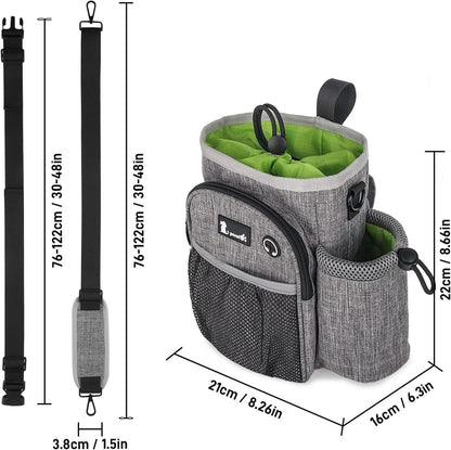 Pecute Futterbeutel Hund 4-in-1 Leckerlibeutel Training Grau XL
