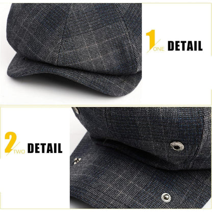 Schiebermütze Herren Sommer Braun Verstellbar Hut Tweed