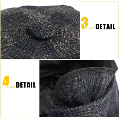 Schiebermütze Herren Sommer Braun Verstellbar Hut Tweed