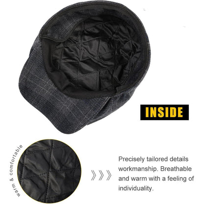 Schiebermütze Herren Sommer Braun Verstellbar Hut Tweed