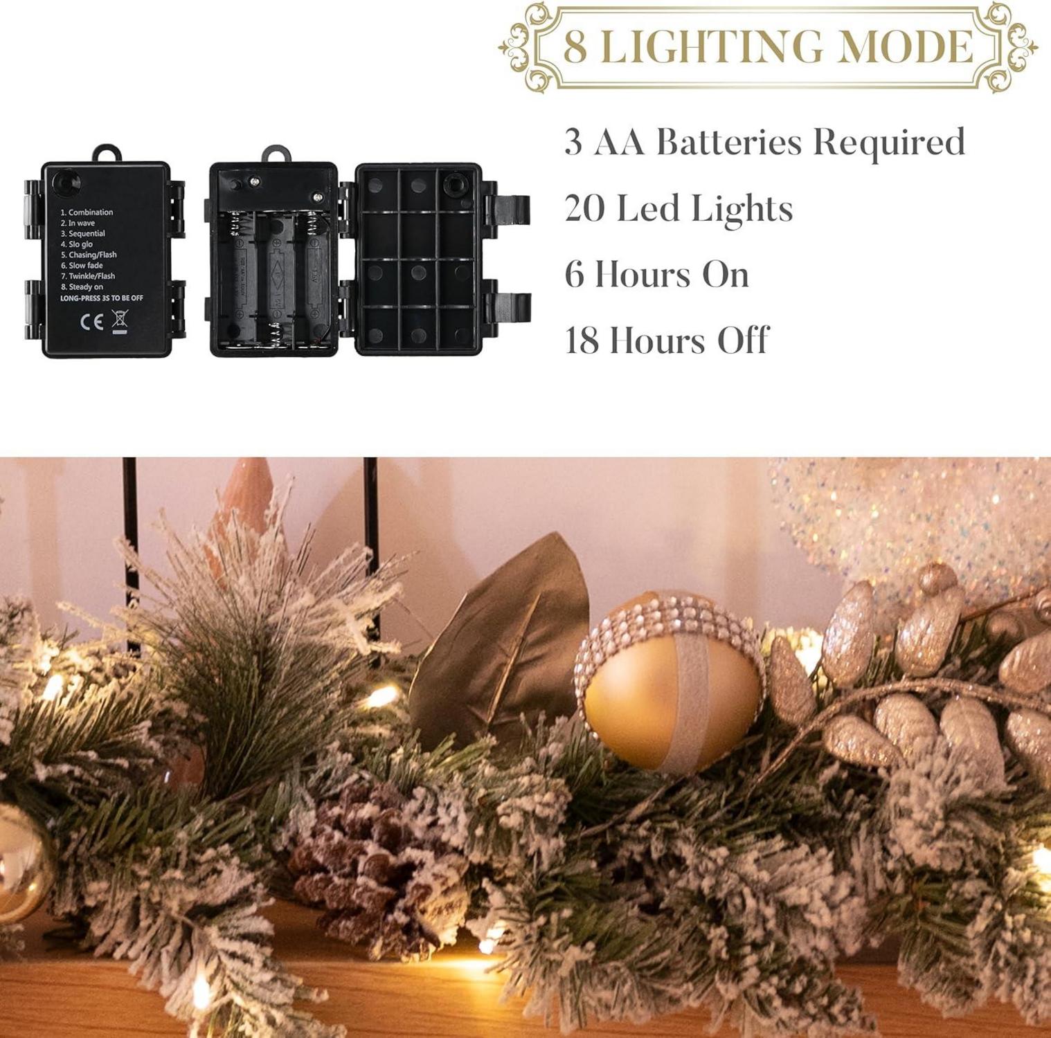 Weihnachtsgirlande 183cm LED Timer künstliche Deko Außen Haustür