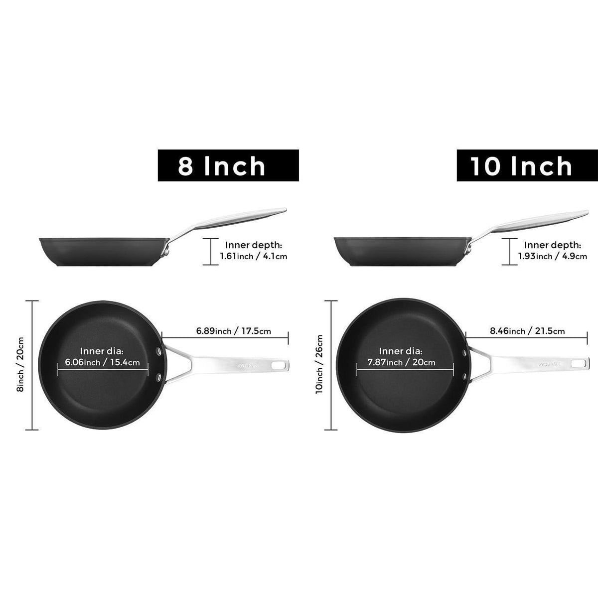 Antihaft Bratpfannenset 20cm + 26cm – Induktionsgeeignet & Ofenfest