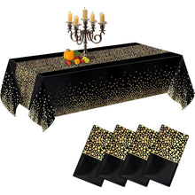 Einweg Tischdecken Set Wasserdicht Schwarz Gold Punkte