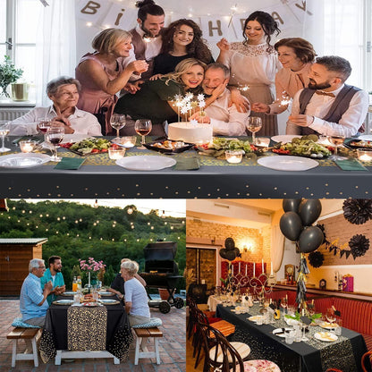 Einweg Tischdecken Set Wasserdicht Schwarz Gold Punkte