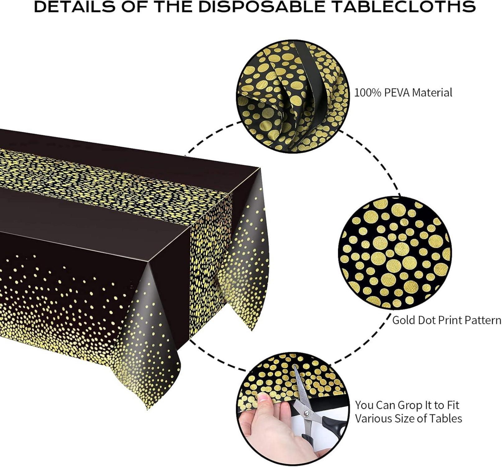 Einweg Tischdecke Schwarz Gold 137x274cm 4er Set SEO