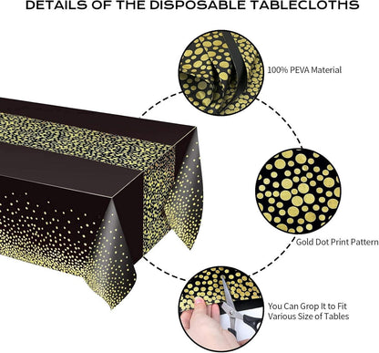 Einweg Tischdecke Schwarz Gold 137x274cm 4er Set SEO