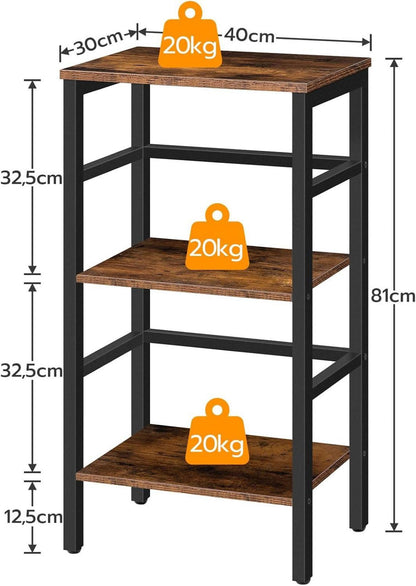 Leiterregal 3 Ebenen Bücherregal Industriestil Schwarz 40x30x81 cm
