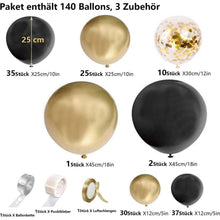 Ballons Gold Schwarz Luftballons Geburtstag 140stk girlande