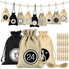 Sprinlot Adventskalender zum Befüllen 24 Stoffbeutel Schwarz