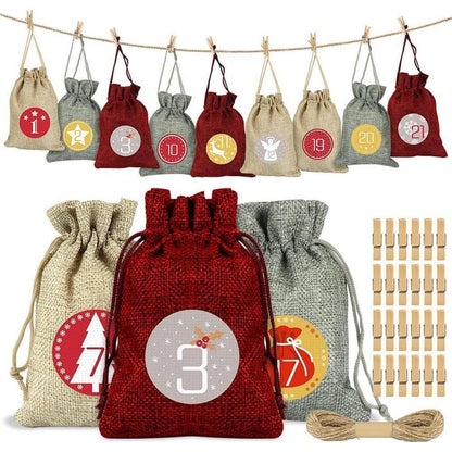 Sprinlot Adventskalender Stoffbeutel 24 Weihnachtskalender