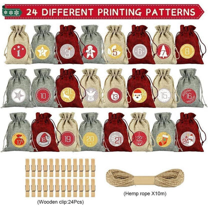 Sprinlot Adventskalender Stoffbeutel 24 Weihnachtskalender