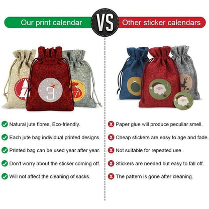 Sprinlot Adventskalender Stoffbeutel 24 Weihnachtskalender