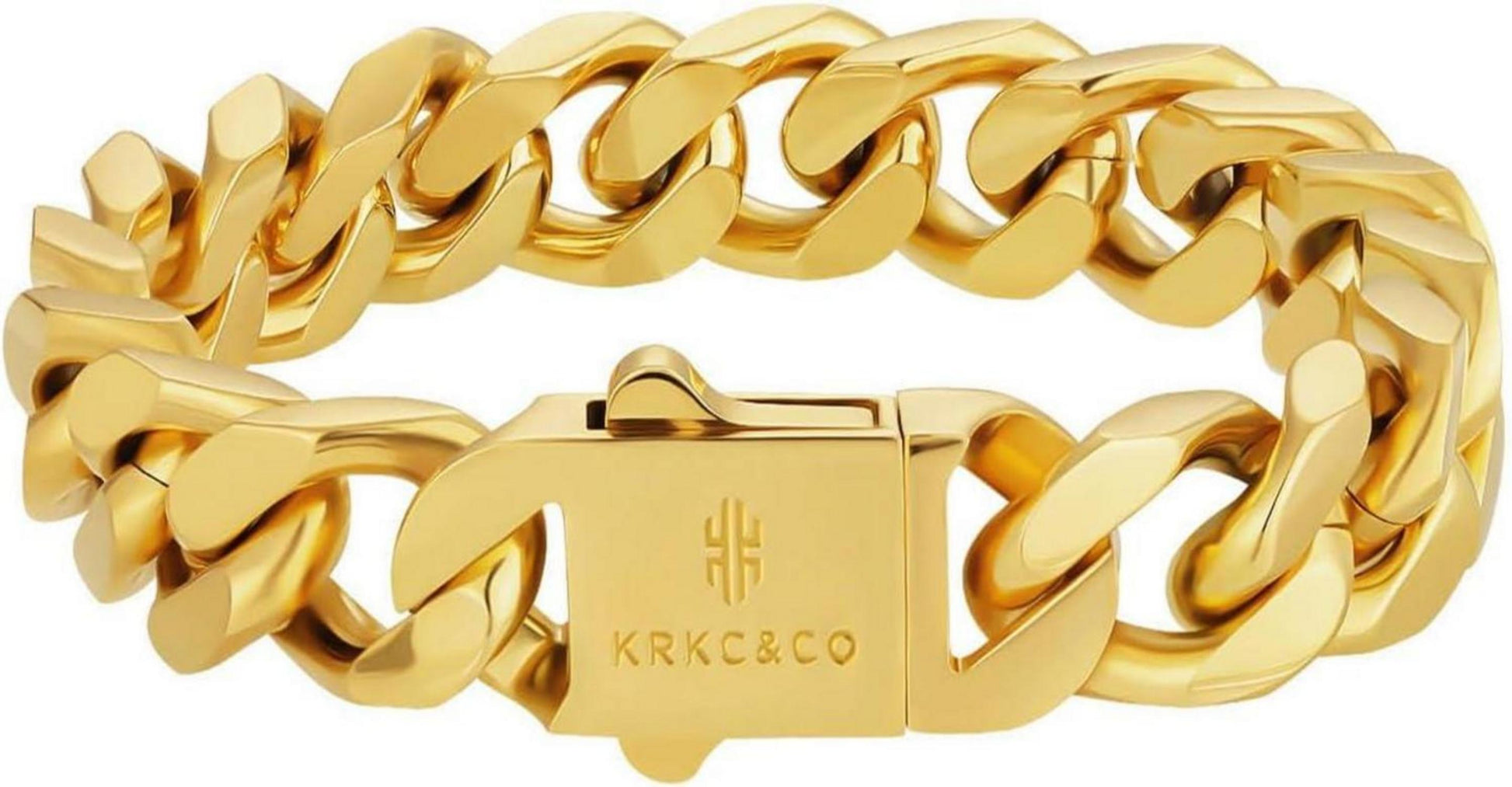 Cuban Armband 18K Gold Panzerkette Edelstahl Hip Hop Männer Golden