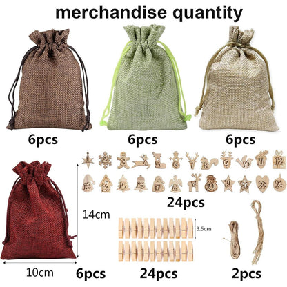 Adventskalender zum Befüllen mit Holzanhängern und Clips