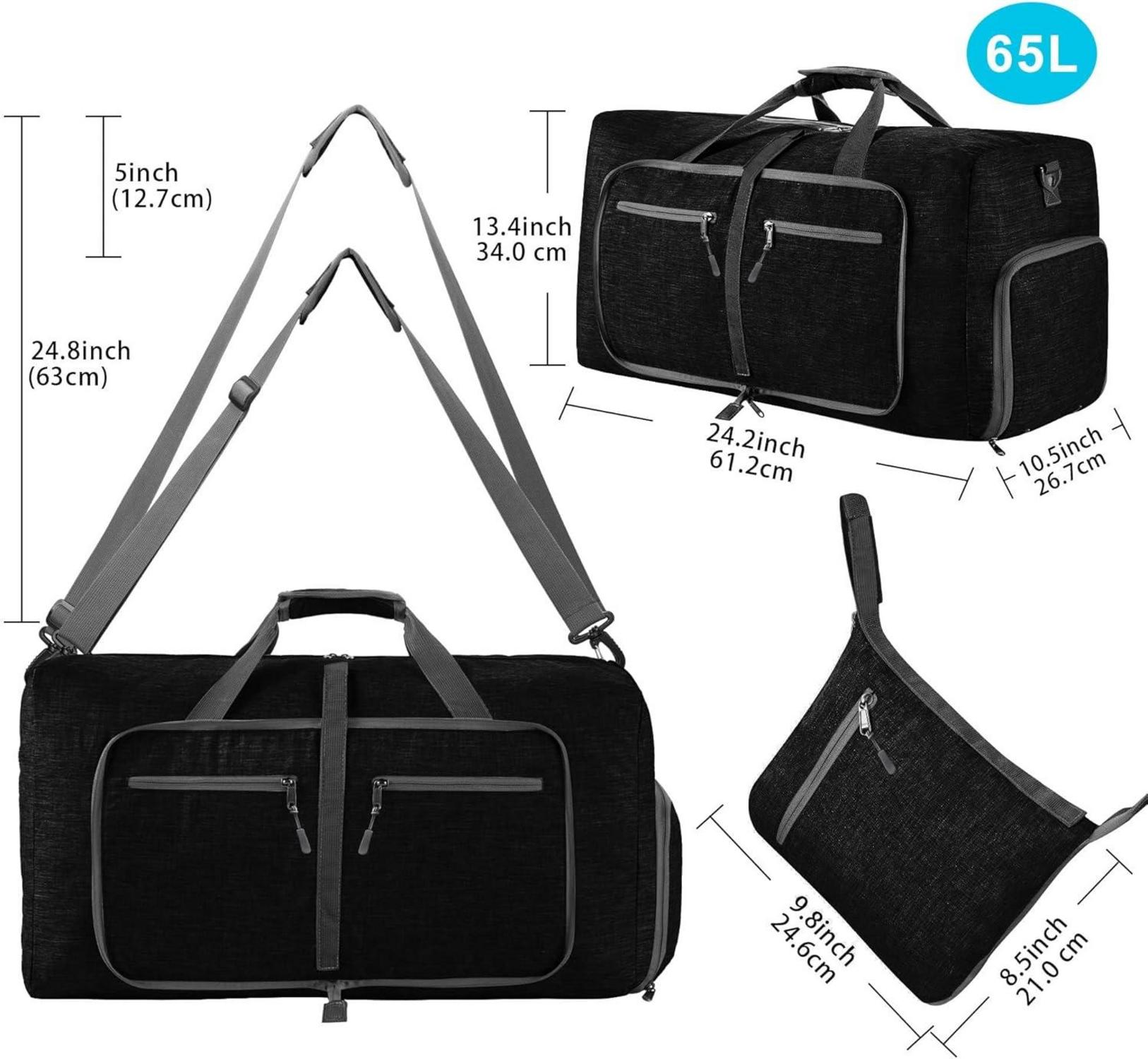 Leichte Faltbare Reisetasche 65L Sporttasche mit Schuhfach
