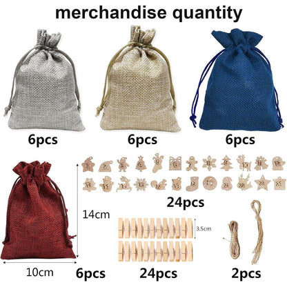 Adventskalender zum Befüllen mit 24 Säckchen und