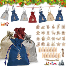 Adventskalender zum Befüllen mit 24 Säckchen und Holzanhängern