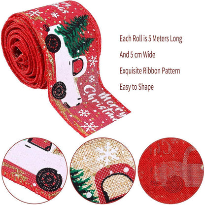 4 Rollen Weihnachtsbänder Satin Ripsband DIY Handwerk
