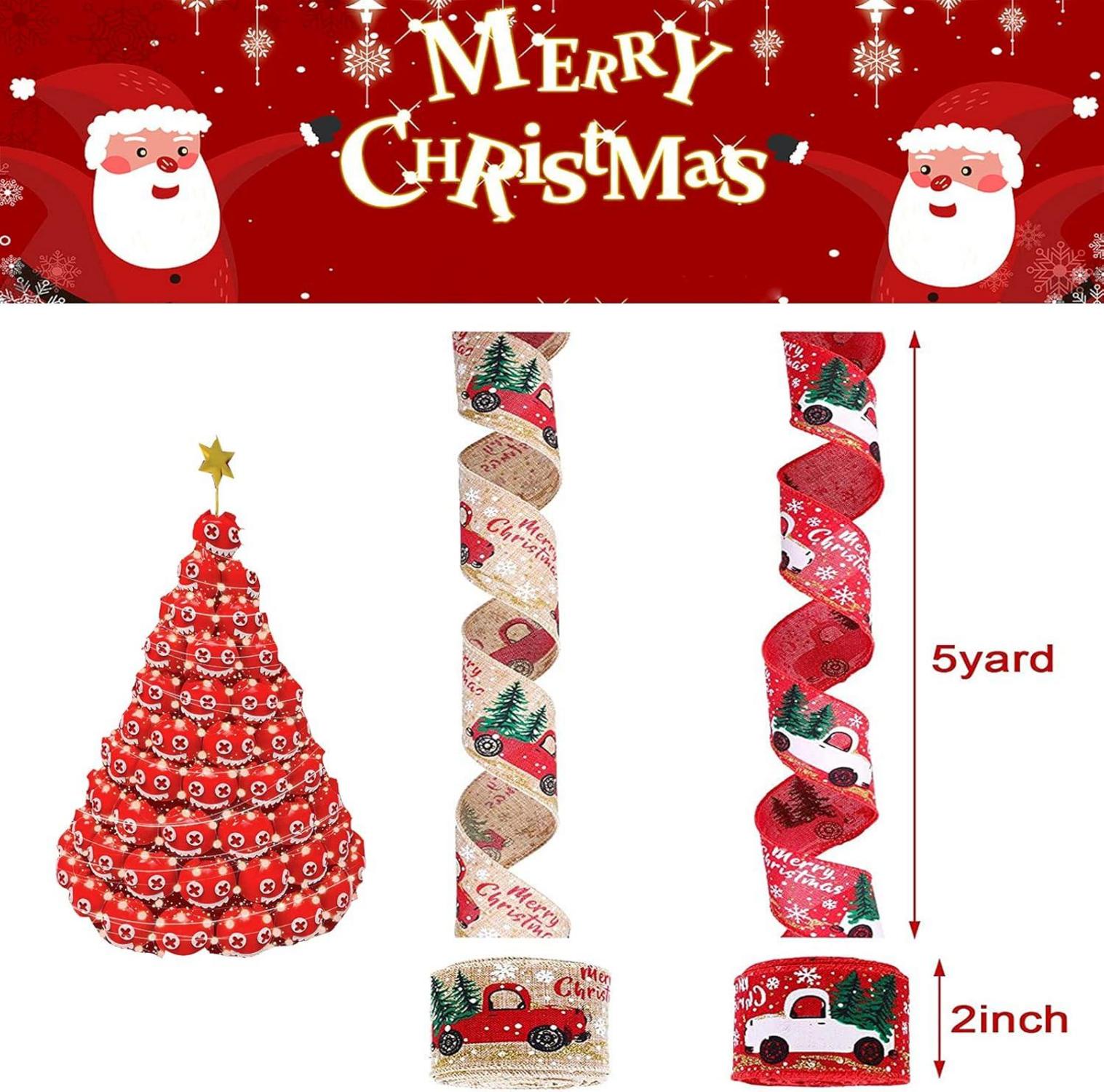 4 Rollen Weihnachtsbänder Satin Ripsband DIY Handwerk