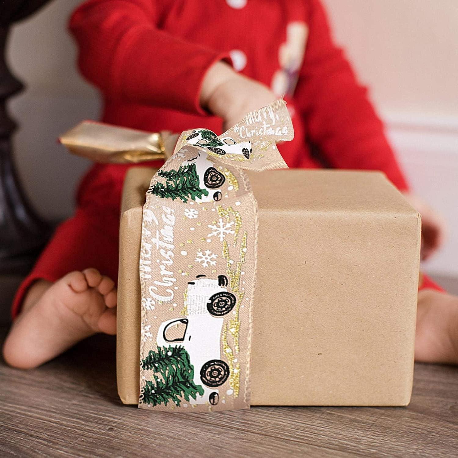 4 Rollen Weihnachtsbänder Satin- und Ripsband Set
