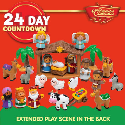 JOYIN 24-teiliger Weihnachts-Adventskalender Miniatur-Spielzeug Krippen-Spielset