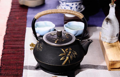 Gusseisen Teekanne Japanische Sieb 900ML Teapot Bambus Pflaume