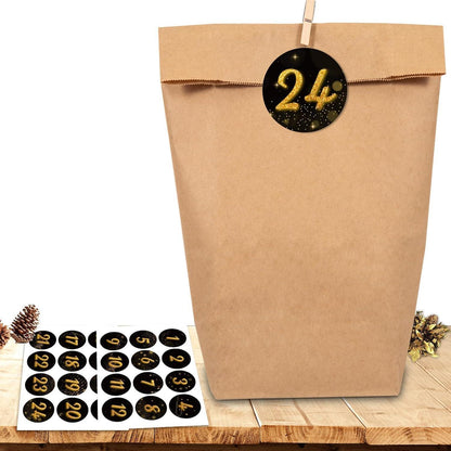 HAUSPROFI Adventskalender Kraftpapiertüten mit Zahlen zum