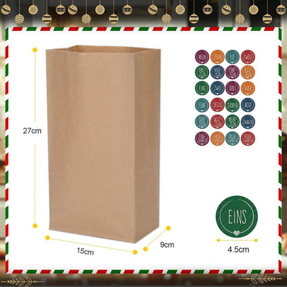 HAUSPROFI Adventskalender Kraftpapiertüten mit Zahlen zum