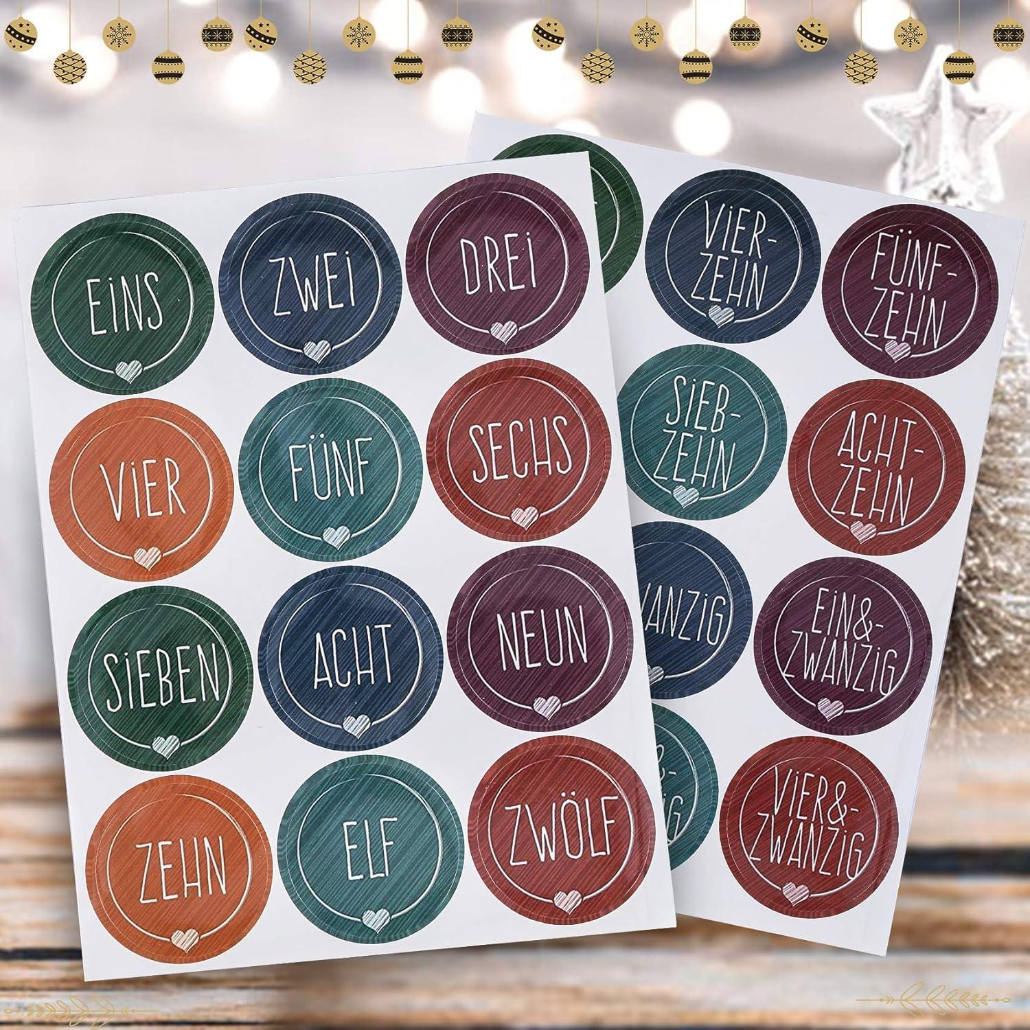 Adventskalender Kraftpapiertüten 24er Set mit Zahlen zum selber
