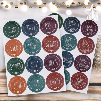 Adventskalender Kraftpapiertüten 24er Set mit Zahlen zum selber