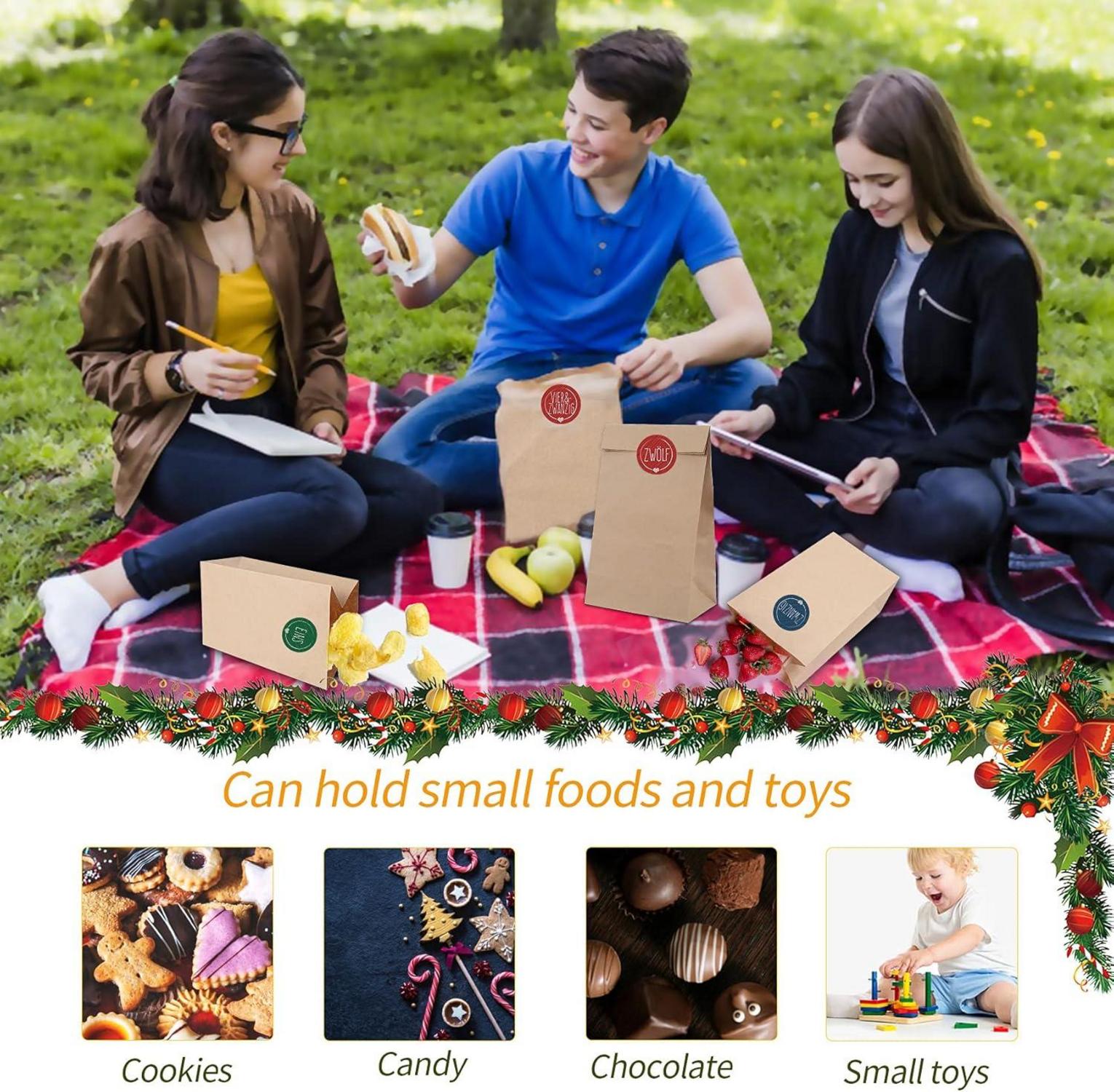 Adventskalender Kraftpapiertüten 24er Set Befüllen DIY Weihnachtskalender