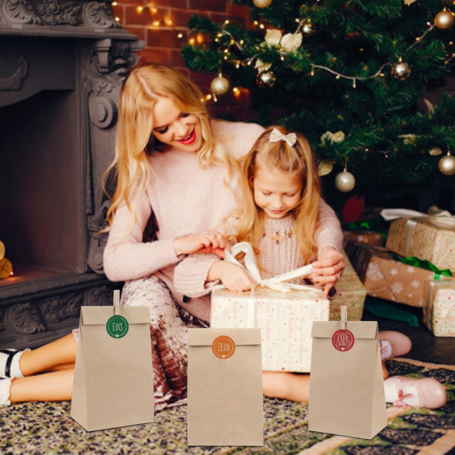Adventskalender Kraftpapiertüten 24er Set Befüllen DIY Weihnachtskalender