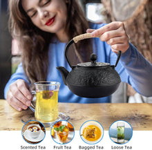 Fuloon Gusseisen Teekanne 900ML mit Emailliertem Interieur