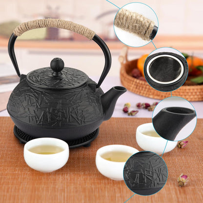 Gusseiserne Teekanne mit Emailliertem Interieur und Sieb 900ML