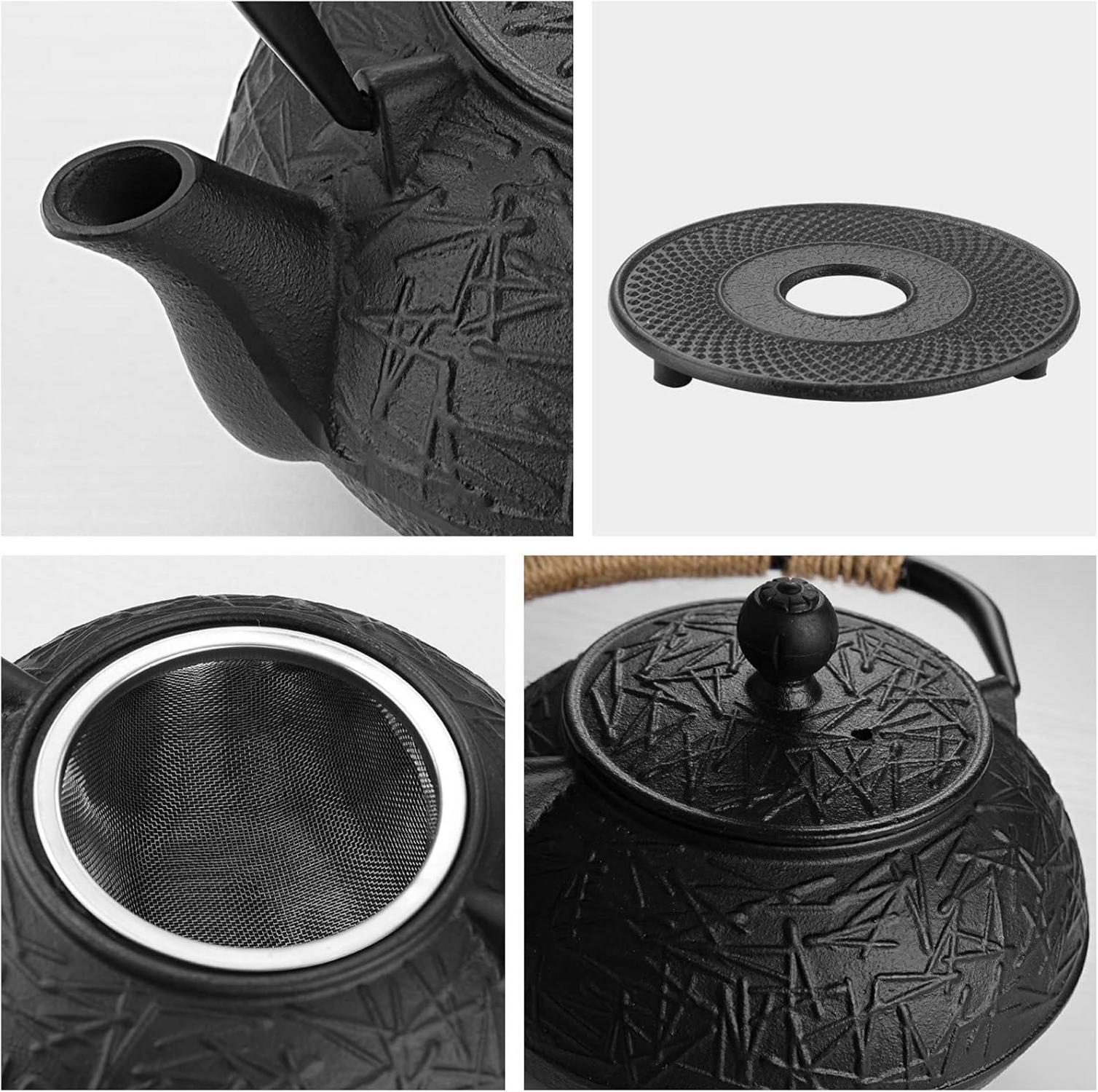 Teekanne Gusseisen Emailliertes Interieur Sieb 900ML Teapot Verbrühschutz Büro