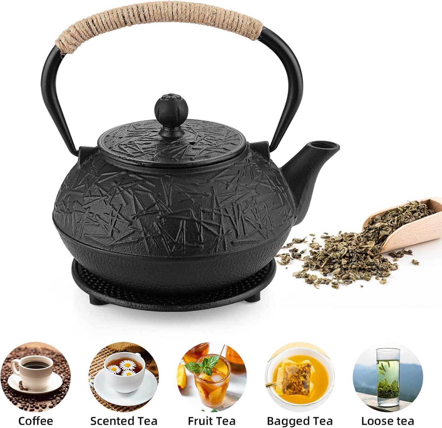 Teekanne Gusseisen mit Emailliertem Innerem und Sieb, 900ML