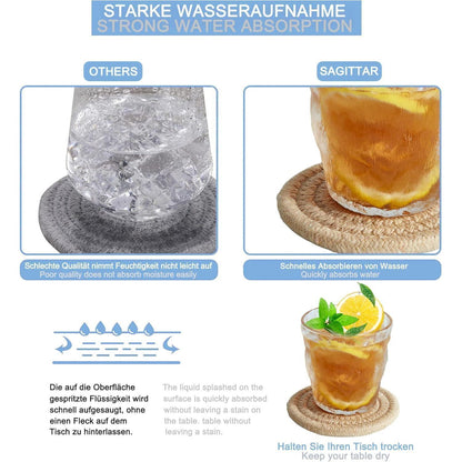 6er Set Glasuntersetzer mit Halter, handgefertigt aus dickem