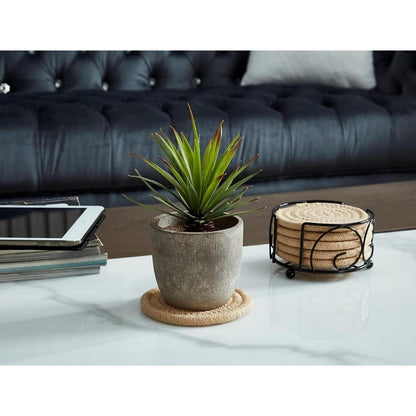 6er Set Glasuntersetzer mit Halter, handgefertigt aus dickem